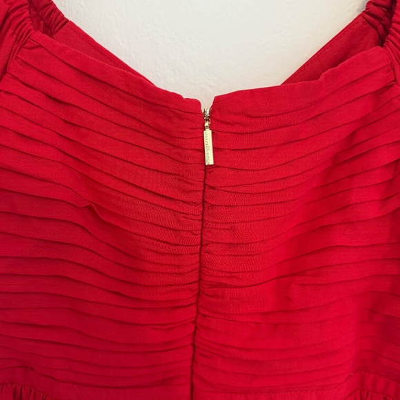 Karl Lagerfeld Paris Womens Tie Neck A Line Cherry Red Dress 4 - Picture 8 of 16